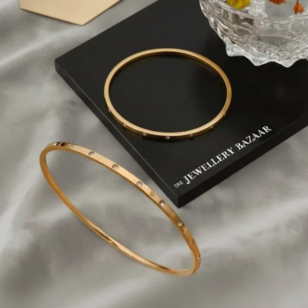 Super Thin Gold Plated Kada Bracelet Anti Tarnish