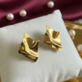 Abstract Gold Plated Stud Earrings – Anti Tarnish 1