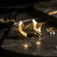 Abstract Gold Plated Stud Earrings – Anti Tarnish 2