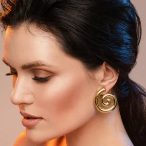 Bold Spiral Gold Plated Stainless Steel Earrings – Statement, Anti Tarnish