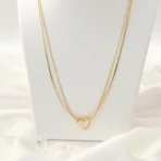 Double Layer Gold Heart Pendant Necklace – Minimalist, Anti Tarnish