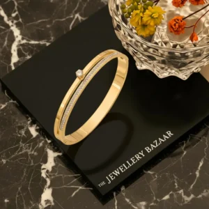Double Row Gold Plated Kada Bracelet with Stone Embellishment – Anti Tarnish