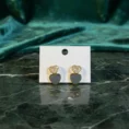 Dual Heart Gold Stud Earrings For Women Anti Tarnish