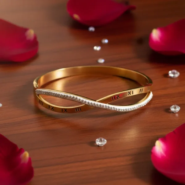 Dual Layer Roman Numeral Kada Bracelet – Gold Plated & Anti Tarnish 2