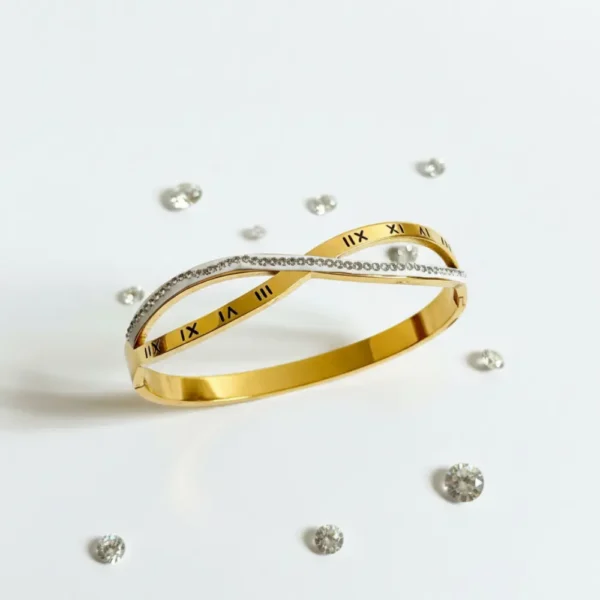 Dual Layer Roman Numeral Kada Bracelet – Gold Plated & Anti Tarnish 3