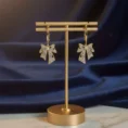 Elegant Bow Gold Drop Earrings For Women Anti Tarnish