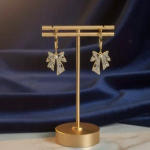 Elegant Bow Gold Drop Earrings For Women – Anti Tarnish