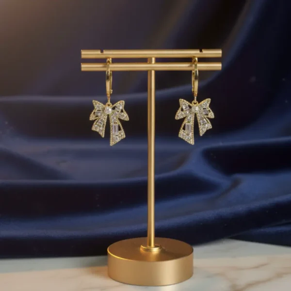 Elegant Bow Gold Drop Earrings For Women Anti Tarnish Elegant Bow Gold Drop Earrings For Women Anti Tarnish