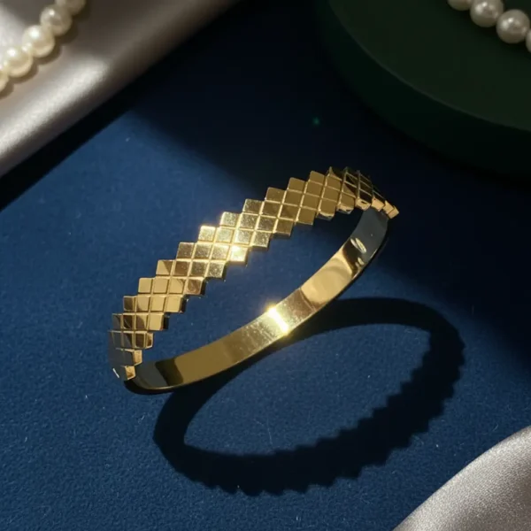 Geometric Textured Gold Plated Kada – Anti Tarnish 1