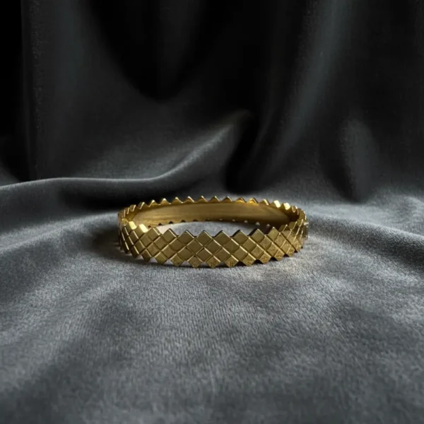 Geometric Textured Gold Plated Kada – Anti Tarnish 2