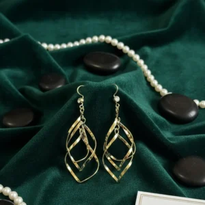 Gold Plated Dangling Layered Earrings – Anti Tarnish