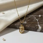 Gold Plated Floral Pendant Necklace (2)