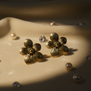 Gold Plated Floral Petal Earrings – Anti Tarnish