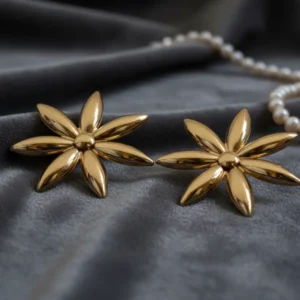 Gold Plated Floral Stud Earrings – Anti Tarnish