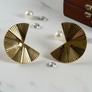 Gold Plated Geometric Fan Earrings – Anti Tarnish
