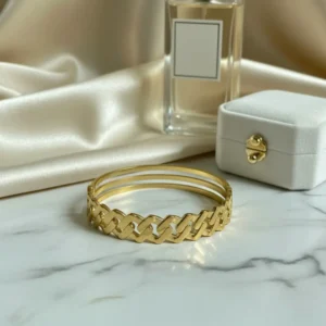 Gold Plated Interlinked Kada Bracelet – Anti Tarnish