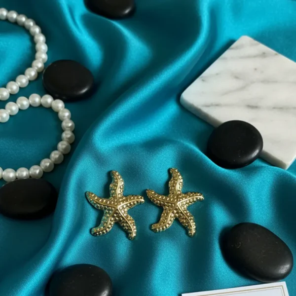Gold Plated Starfish Earrings Anti Tarnish 2