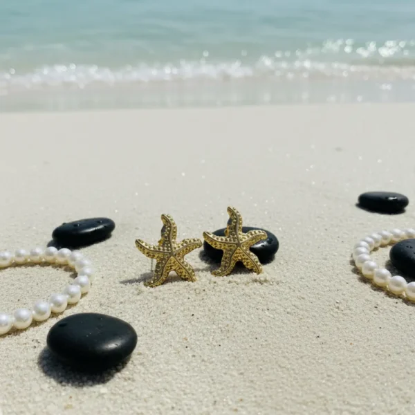 Gold Plated Starfish Earrings Anti Tarnish