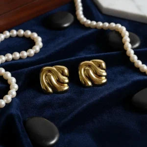 Gold Plated Swirl Square Stud Earrings – Anti Tarnish