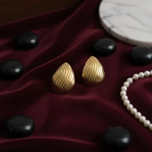 Gold Plated Textured Stud Earrings – Anti Tarnish