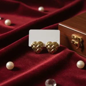 Gold Plated Woven Heart Earrings – Anti Tarnish