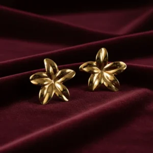 Golden Blossom Floral Stud Earrings For Women – Anti Tarnish