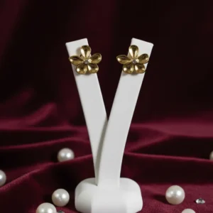 Golden Five Petal Flower Stud Earrings For Women – Anti Tarnish