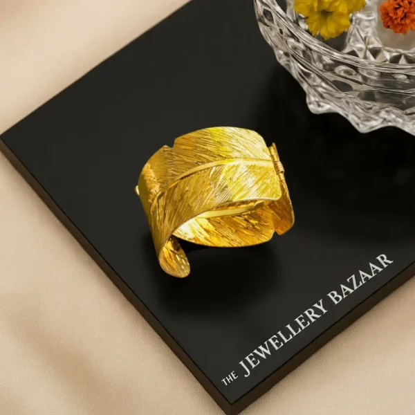 Leaf Pattern Gold Plated Kada Bangles 1