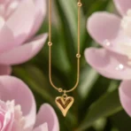 Long Heart Drop Pendant Necklace - Anti Tarnish 1