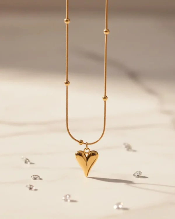 Long Heart Drop Pendant Necklace – Anti Tarnish