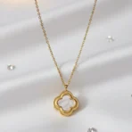 Minimalist Clover Gold Plated Pendant Necklace – Elegant, Everyday Anti Tarnish 1