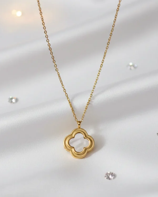 Minimalist Clover Gold Plated Pendant Necklace – Elegant, Everyday Anti Tarnish 1