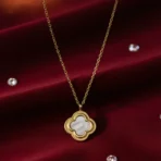 Minimalist Clover Gold Plated Pendant Necklace – Elegant, Everyday Anti Tarnish 2