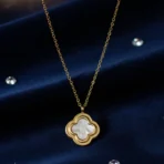 Minimalist Clover Gold Plated Pendant Necklace – Elegant, Everyday Anti Tarnish 3