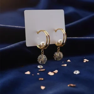 Pearl & Crystal Drop Gold Plated Earrings – Anti Tarnish