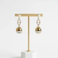 Pearl & Gold Ball Drop Earrings For Women Anti Tarnish