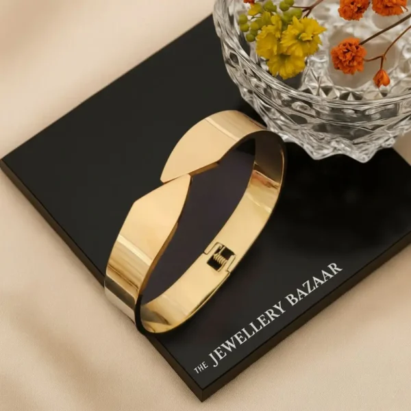 Sleek Gold Plated Plain Kada Bracelet – Modern Minimalist, Anti Tarnish Sleek Gold Plated Plain Kada Bracelet – Modern Minimalist, Anti Tarnish