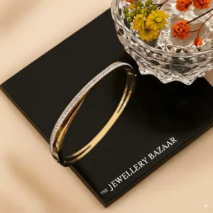 Slim Criss Cross Gold Plated Bracelet with Stone Detailing – Anti Tarnish