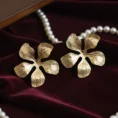 Statement Floral Gold Plated Earrings Anti Tarnish