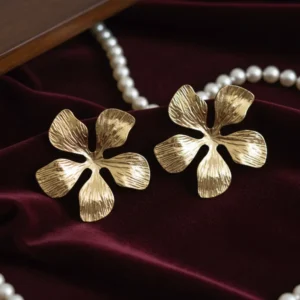 Statement Floral Gold Plated Earrings – Anti Tarnish