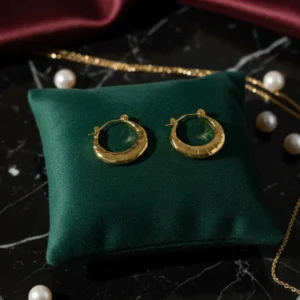 Textured Gold Plated Hoop Earrings For Women – Anti Tarnish