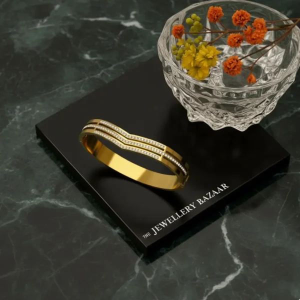 Triple Layer Diamond Cut Kada Set Gold Plated, Sparkling, Anti Tarnish (1)