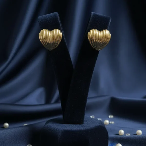 Vintage Heart Shell Gold Plated Stud Earrings  for women Anti Tarnish
