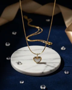 White Enamel Heart Pendant Necklace For Women - Anti Tarnish