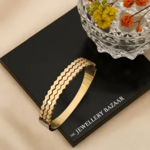 Zig-Zag Pattern Gold Plated Kada Bracelet – Anti Tarnish
