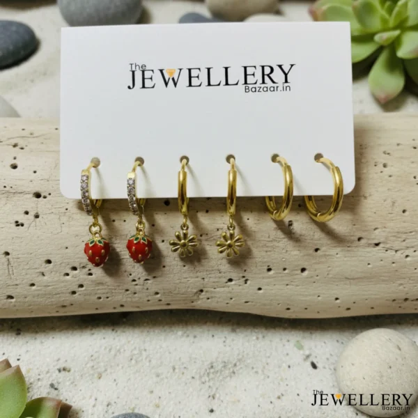Elegant Gold-Plated Mini Hoop Earrings Set – Anti-Tarnish Daily Wear Hoops