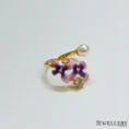 Ethereal Bloom Purple Enamel Pearl Ring for women - Anti Tarnish