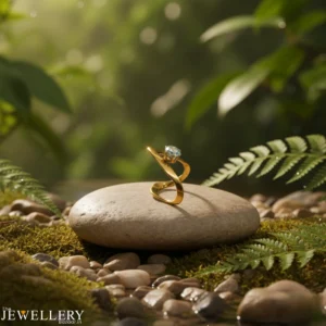 Sleek V Shape Gold Plated Ring With Diamond – Anti Tarnish