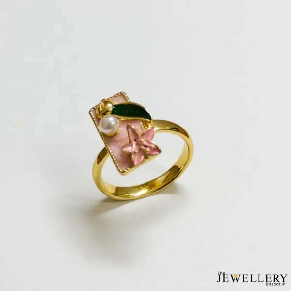 The Ethereal Orchid Enamel & Pearl Ring for women Anti Tarnish (6)-1