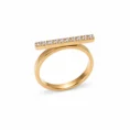 Radiant Gold Horizontal Bar Pave Anti Tarnish Ring